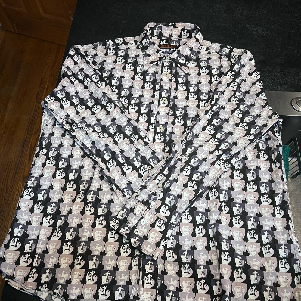 Vintage 2004 Ben Sherman Yellow Submarine Beatles Button Down Shirt XL